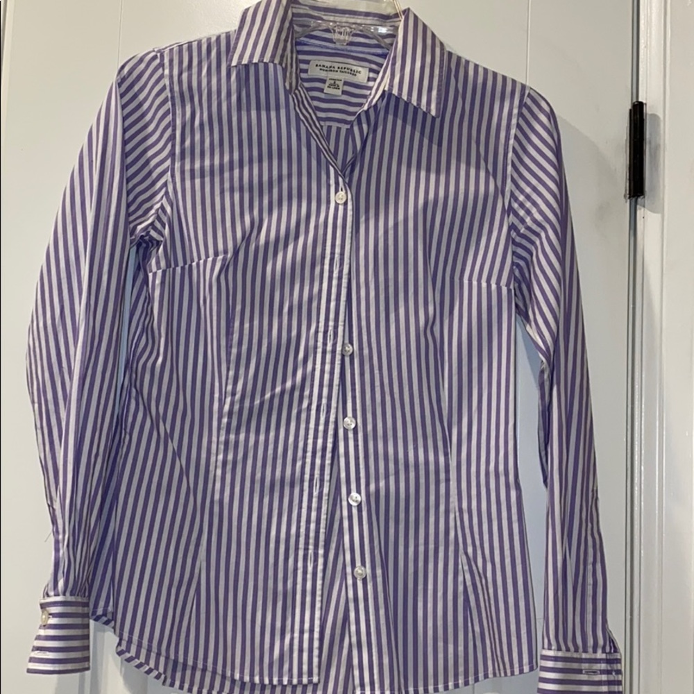 Purple striped button down